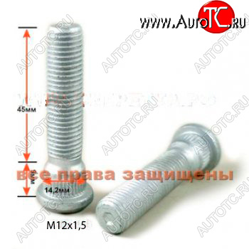 228 р. Забивная Шпилька 45.0 мм ступицы колеса Вектор (Дакромет) M12x1.5 x 45.0 Ford C-max Mk1 рестайлинг (2007-2010)