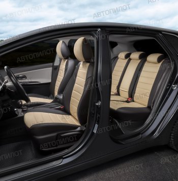 8 249 р. Чехлы сидений (экокожа/алькантара, 40/60) Автопилот Audi Q3 8U рестайлинг (2014-2018) (черный/бежевый)  с доставкой в г. Майкоп. Увеличить фотографию 7