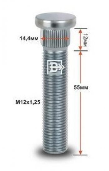 Забивная шпилька 55.0 мм ступицы колеса Вектор M12x1.25 x 55.0 Saturn Vue (2002-2007) 