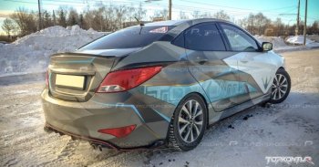 1 799 р. Диффузор заднего бампера TopKontur Design Hyundai Solaris RBr седан рестайлинг (2014-2017) (Неокрашенный)  с доставкой в г. Майкоп. Увеличить фотографию 2
