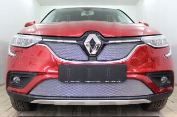 Защитная сетка в бампер (низ, ячейка 4х10 мм) Стрелка11 Премиум Renault Arkana (2019-2025) (Хром)