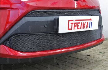 3 899 р. Защитная сетка в бампер (верх, ячейка 4х10 мм) Стрелка11 Премиум Toyota C-HR NGX10, ZGX10 рестайлинг (2019-2025) (Чёрная)  с доставкой в г. Майкоп. Увеличить фотографию 2