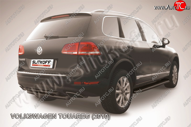 6 899 р. Защита задняя Slitkoff  Volkswagen Touareg  NF (2010-2014) дорестайлинг (Цвет: черный)  с доставкой в г. Майкоп