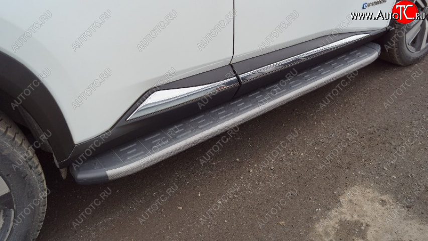 22 999 р. Пороги алюминиевые с пластиковой накладкой ТСС Тюнинг  Nissan X-trail  4 T33 (2021-2025) дорестайлинг (карбон серые)  с доставкой в г. Майкоп