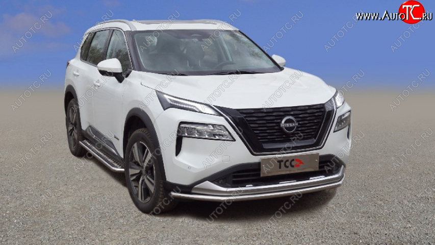 20 799 р. Защита переднего бампера нижняя 42,4 мм ТСС Тюнинг  Nissan X-trail  4 T33 (2021-2025) дорестайлинг (нержавейка)  с доставкой в г. Майкоп