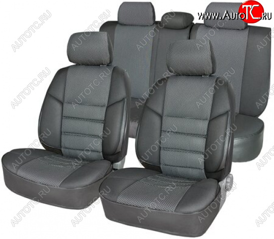 3 999 р. Комплект чехлов сидений (экокожа-жаккард) ПЕТРОВ А10  Skoda Octavia ( Tour A4 1U2,  Tour A4 1U5) (2000-2010) лифтбэк рестайлинг, универсал рестайлинг (темно-серый)  с доставкой в г. Майкоп