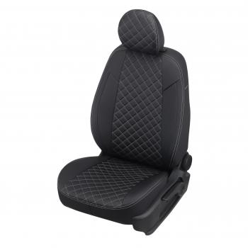 8 749 р. Чехлы сидений Ромб (экокожа) Автопилот  Chery Tiggo 7 - Tiggo 7 Pro Max  T1E (черный/строчка белая)  с доставкой в г. Майкоп. Увеличить фотографию 2