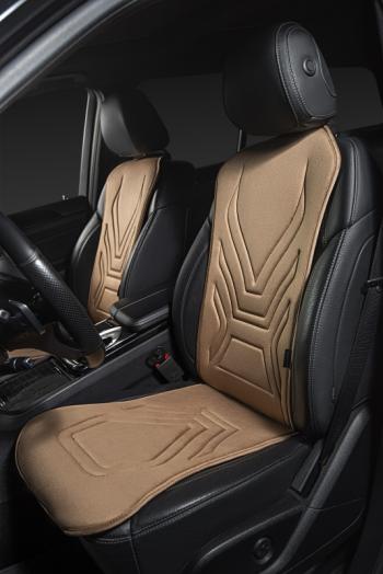 2 599 р. Накидка на сиденье (1 место Афины) ЛЮКС ст АЛЬБИОН Lord Autofashion   (бежевый, строчка коричневая)  с доставкой в г. Майкоп. Увеличить фотографию 4