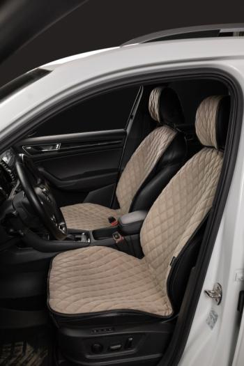 2 999 р. Накидка на сиденье (2 места Каир) ТЕЙЛОР ст БАЙРОН Lord Autofashion   (бежевый, строчка бежевая)  с доставкой в г. Майкоп. Увеличить фотографию 2