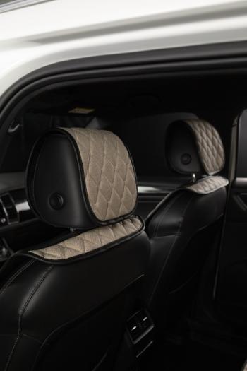 2 999 р. Накидка на сиденье (2 места Каир) ТЕЙЛОР ст БАЙРОН Lord Autofashion   (бежевый, строчка бежевая)  с доставкой в г. Майкоп. Увеличить фотографию 4