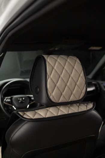 2 999 р. Накидка на сиденье (2 места Каир) ТЕЙЛОР ст БАЙРОН Lord Autofashion   (бежевый, строчка бежевая)  с доставкой в г. Майкоп. Увеличить фотографию 5