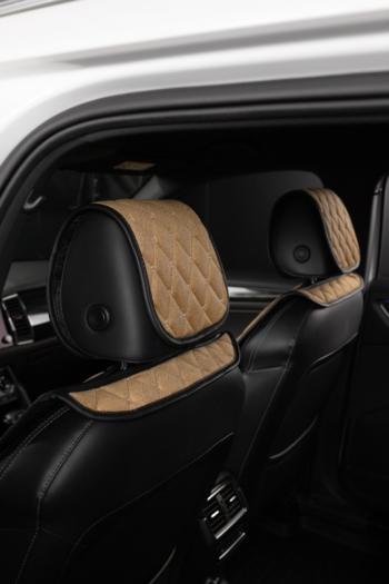 2 999 р. Накидка на сиденье (2 места Каир) ТЕЙЛОР ст БАЙРОН Lord Autofashion   (бронза, строчка бежевая)  с доставкой в г. Майкоп. Увеличить фотографию 6