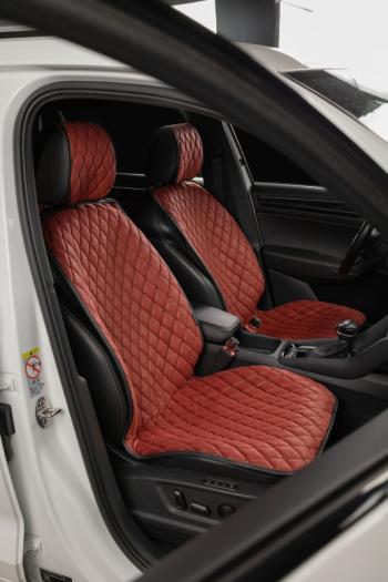 2 999 р. Накидка на сиденье (2 места Каир) ТЕЙЛОР ст БАЙРОН Lord Autofashion   (красный, строчка черная)  с доставкой в г. Майкоп. Увеличить фотографию 3