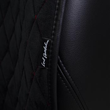 3 799 р. Накидка на сидение (5 мест Софа) ТЕЙЛОР ст РОМБ Lord Autofashion   (черный, строчка красная)  с доставкой в г. Майкоп. Увеличить фотографию 5