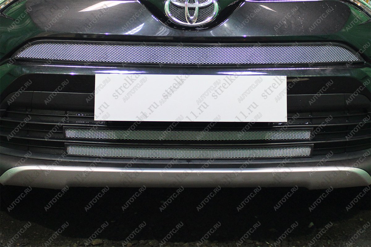 5 249 р. Защита радиатора (2 части низ) Стрелка11 PREMIUM Toyota RAV4 XA40 5 дв. рестайлинг (2015-2019) (хром)  с доставкой в г. Майкоп