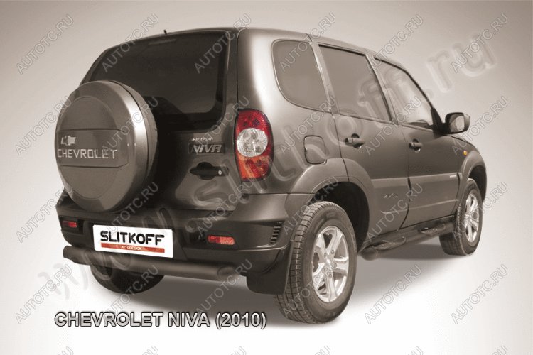 12 499 р. Защита заднего бампера d76 без фаркопа (BERTONE) Slitkoff  Chevrolet Niva  2123 (2009-2020) рестайлинг (нержавейка с полимерным покрытием в цвет черный)  с доставкой в г. Майкоп