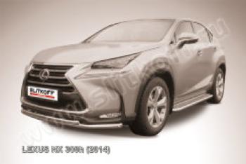 Защита переднего бампера d57+d42 двойная радиусная Slitkoff Lexus NX300h  Z10 (2014-2017) дорестайлинг (нержавейка полированная)