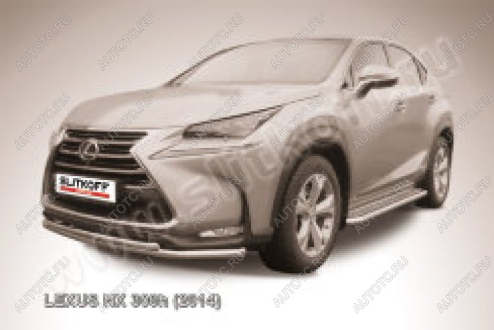 13 699 р. Защита переднего бампера d57+d42 двойная радиусная Slitkoff  Lexus NX300h  Z10 (2014-2017) дорестайлинг (нержавейка полированная)  с доставкой в г. Майкоп