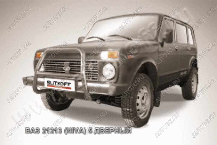19 349 р. Защита переднего бампера кенгурятник d57 высокий Slitkoff  Лада нива 4х4  2131 (1993-2019) 5 дв. дорестайлинг (нержавейка полированная)  с доставкой в г. Майкоп