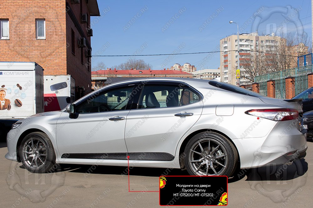 889 р. Задний правый молдинг на двери Русская Артель  Toyota Camry  XV70 (2017-2021) дорестайлинг (шагрень)  с доставкой в г. Майкоп