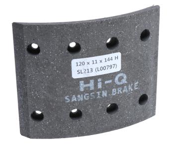 459 р. Накладка тормозной колодки HYUNDAI HD120 (шир.120мм, 8 отверстий) передней SANGSIN SANGSIN sl213  с доставкой в г. Майкоп. Увеличить фотографию 1