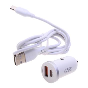 679 р. Устройство зарядное в прикуриватель 1USB + 1 Type C 12V XO XO cc56 white  с доставкой в г. Майкоп. Увеличить фотографию 1