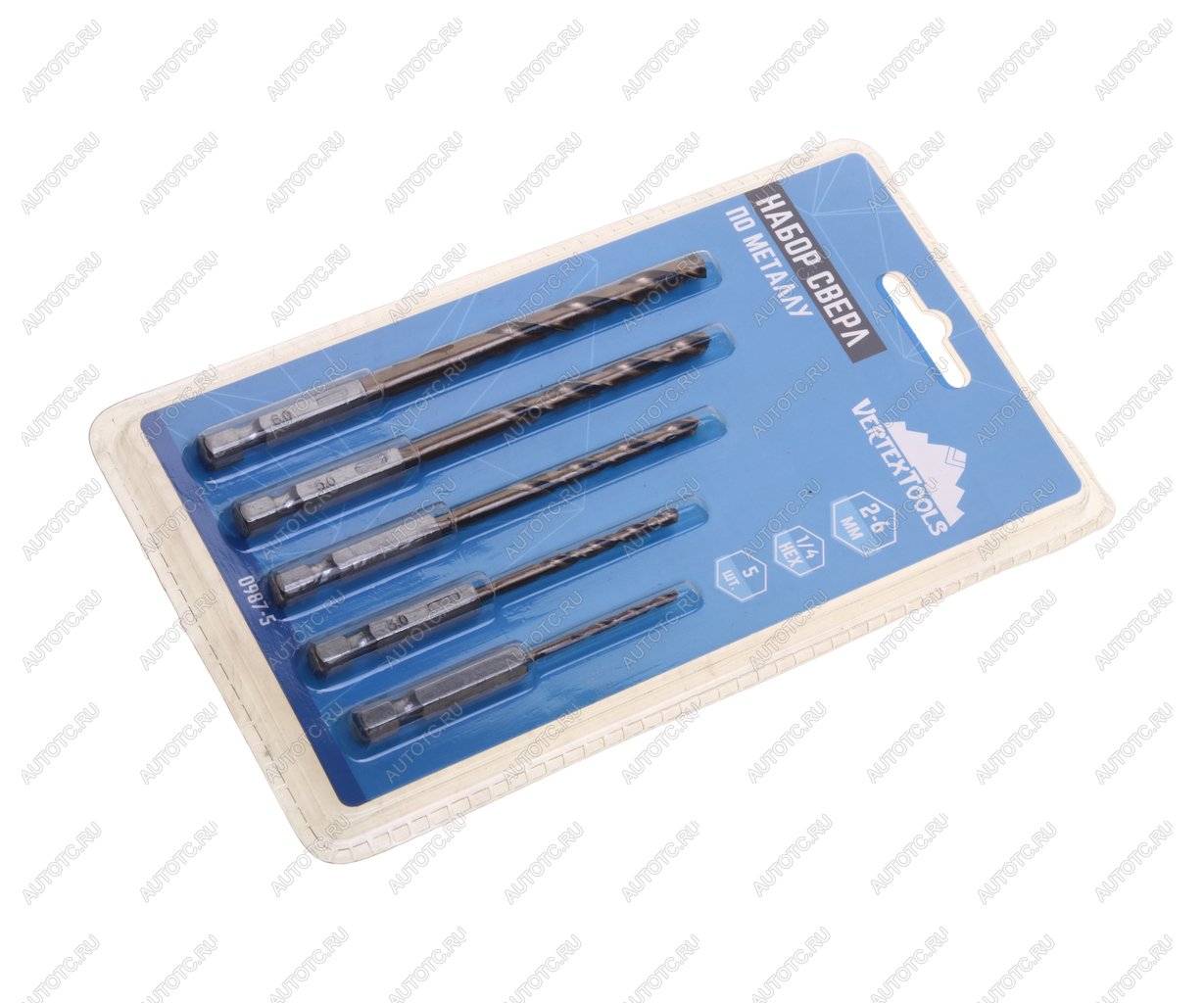 439 р. Набор сверл по металлу 2.0-6.0мм HSS (5шт.) 6-гранный хвостовик VERTEXTOOLS VERTEXTOOLS 0987-5  с доставкой в г. Майкоп
