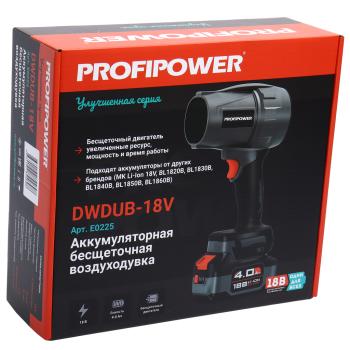 5 249 р. Воздуходувка аккумуляторная 18.0В 4.0Ач (1АКБ Li-Ion) PROFIPOWER PROFIPOWER dwdub-18v  с доставкой в г. Майкоп. Увеличить фотографию 3