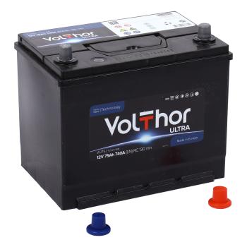12 349 р. Аккумулятор VOLTHOR Ultra 75Ач обратная полярность VOLTHOR 6ст75(0) 57529 d26  с доставкой в г. Майкоп. Увеличить фотографию 1