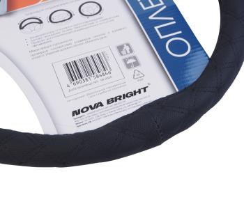 439 р. Оплетка руля (L) 39-41см черная экокожа NOVA BRIGHT NOVA BRIGHT 47679  с доставкой в г. Майкоп. Увеличить фотографию 2