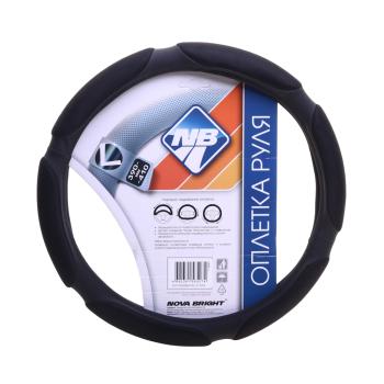 599 р. Оплетка руля (L) 39-41см черная экокожа спонж NOVA BRIGHT NOVA BRIGHT 38687  с доставкой в г. Майкоп. Увеличить фотографию 1