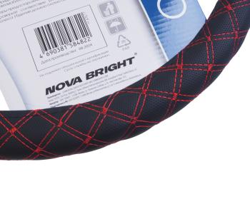 489 р. Оплетка руля (L) 39-41см черно-красная экокожа NOVA BRIGHT NOVA BRIGHT 47677  с доставкой в г. Майкоп. Увеличить фотографию 2