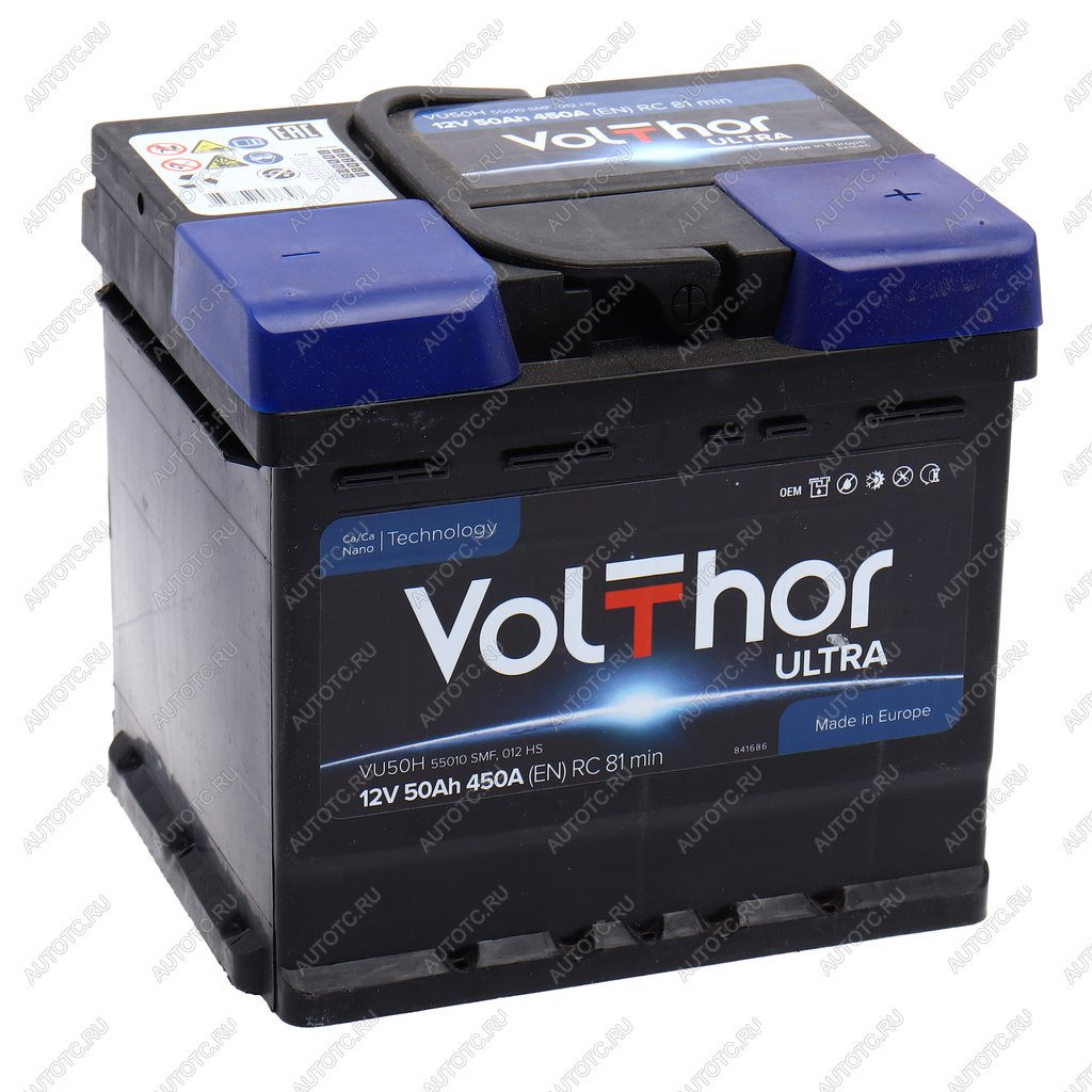 8 499 р. Аккумулятор VOLTHOR Ultra 50Ач обратная полярность VOLTHOR 6ст50(0) 55010  с доставкой в г. Майкоп