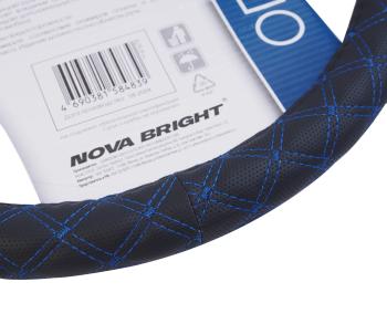 489 р. Оплетка руля (L) 39-41см черно-синяя экокожа NOVA BRIGHT NOVA BRIGHT 47678  с доставкой в г. Майкоп. Увеличить фотографию 2