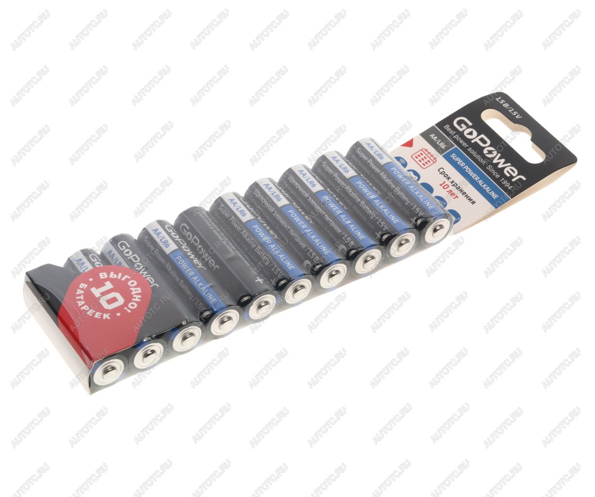 319 р. Батарейка AA LR6 1.5V блистер 10шт. Alkaline GOPOWER GOPOWER 00-00019863  с доставкой в г. Майкоп