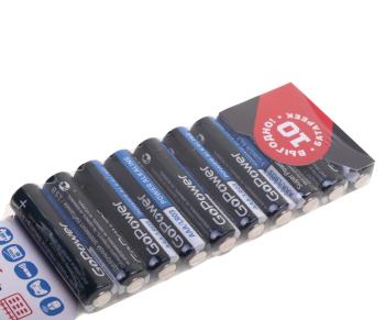 319 р. Батарейка AAA LR03 1.5V блистер 10шт. Alkaline GOPOWER GOPOWER 00-00019864  с доставкой в г. Майкоп. Увеличить фотографию 2