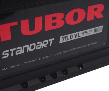 10 999 р. Аккумулятор TUBOR Standart 75Ач обратная полярность TUBOR 6ст75(0)  с доставкой в г. Майкоп. Увеличить фотографию 2