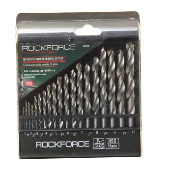 1 029 р. Сверло по металлу 1.0-10.0мм (19шт.) HSS в пластиковом футляре ROCKFORCE ROCKFORCE rf-dbs19  с доставкой в г. Майкоп. Увеличить фотографию 1