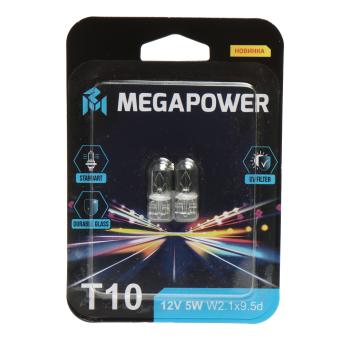 64 р. Лампа 12V W5W T10 W2.1x9.5d блистер (2шт.) Standart MEGAPOWER MEGAPOWER 370-33-075  с доставкой в г. Майкоп. Увеличить фотографию 1