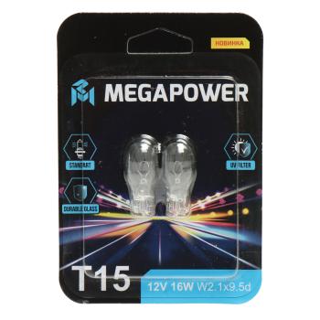 70 р. Лампа 12V W16W W2.1x9.5d блистер (2шт.) Standart MEGAPOWER MEGAPOWER 370-33-072  с доставкой в г. Майкоп. Увеличить фотографию 1