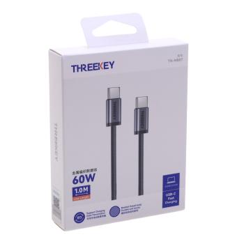 539 р. Кабель USB Type C-USB Type C 1м THREEKEY THREEKEY tk-nb07 60w black  с доставкой в г. Майкоп. Увеличить фотографию 2