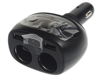 1 099 р. Разветвитель прикуривателя 2-х гнездовой 12V 2USB черный XO XO cc41 black  с доставкой в г. Майкоп. Увеличить фотографию 1