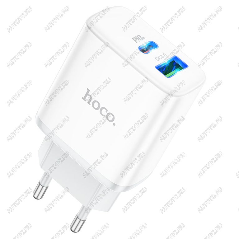 469 р. Устройство зарядное в розетку 1USB + 1 Type C 220V HOCO HOCO c105a white  с доставкой в г. Майкоп