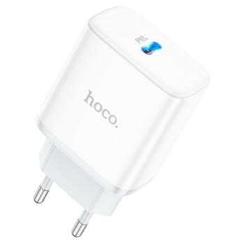 379 р. Устройство зарядное в розетку 1USB Type C HOCO HOCO c104a white  с доставкой в г. Майкоп. Увеличить фотографию 1