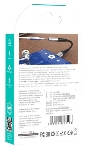 319 р. Переходник USB Type C на jack 3.5 черный HOCO HOCO ls33 черный  с доставкой в г. Майкоп. Увеличить фотографию 7