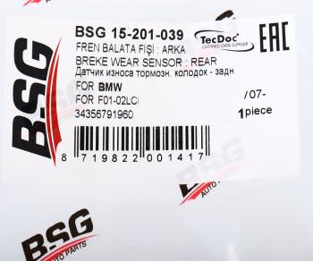 399 р. Датчик износа тормозных колодок BMW 7 (F01,F02) задний BSG BSG bsg15201039  с доставкой в г. Майкоп. Увеличить фотографию 4