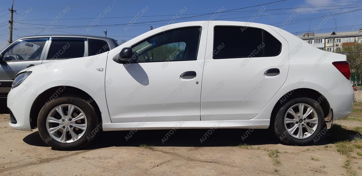 3 499 р. Пластиковые накладки порогов Фанат Тюнинг Renault Logan 1 дорестайлинг (2004-2010) (неокрашенные (глянец под окраску))  с доставкой в г. Майкоп