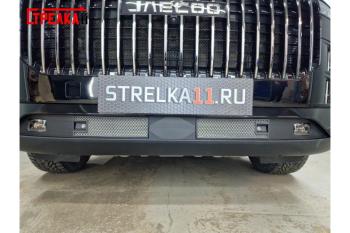 Защитная сетка радиатора (2 части)(низ) Стрелка11 JAECOO J7 (2023-2025) (черная)