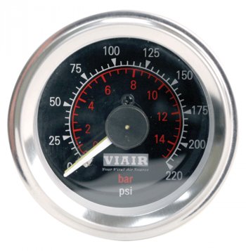 5 799 р. Манометр VIAIR 2 220 PSI, 2 контура, с подсветкой, черный Viair 90080  с доставкой в г. Майкоп. Увеличить фотографию 1
