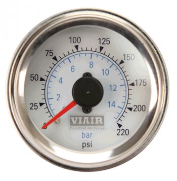 5 799 р. Манометр VIAIR 2 220 PSI, 2 контура, с подсветкой, белый Viair 90081  с доставкой в г. Майкоп. Увеличить фотографию 1